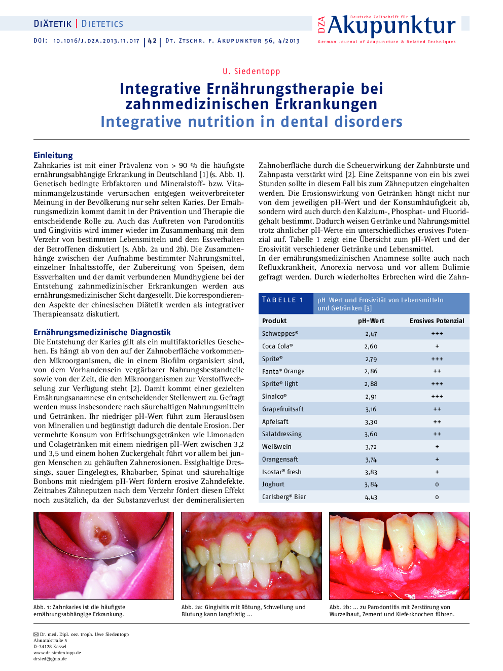 Integrative Ernährungstherapie bei zahnmedizinischen Erkrankungen