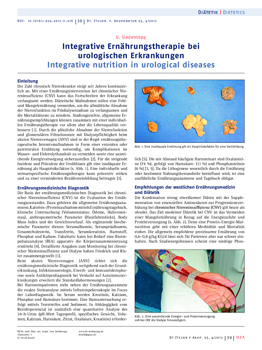 Integrative Ernährungstherapie bei urologischen Erkrankungen