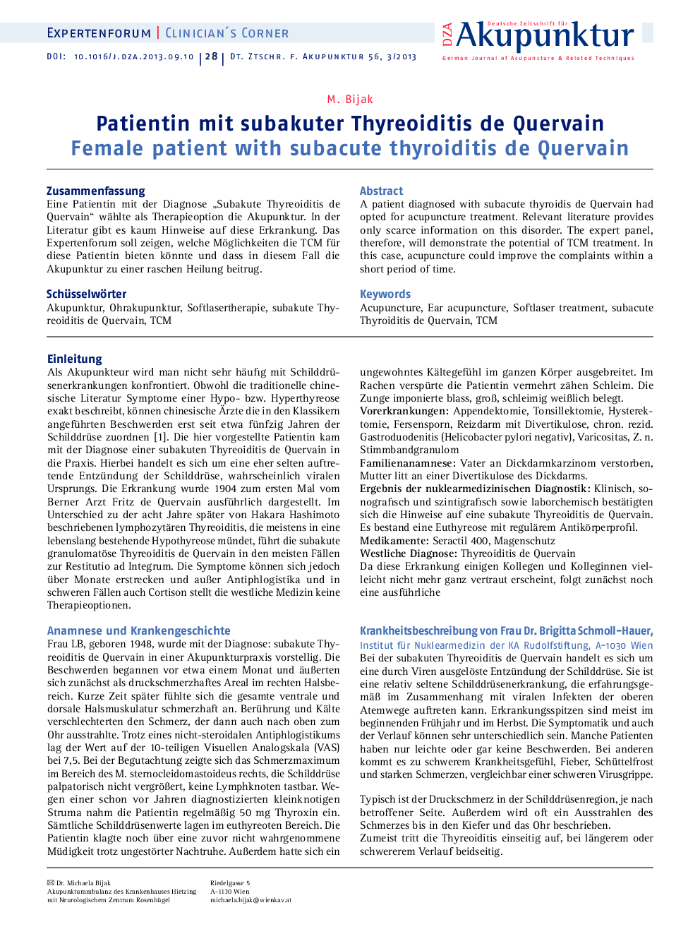 Patientin mit subakuter Thyreoiditis de Quervain