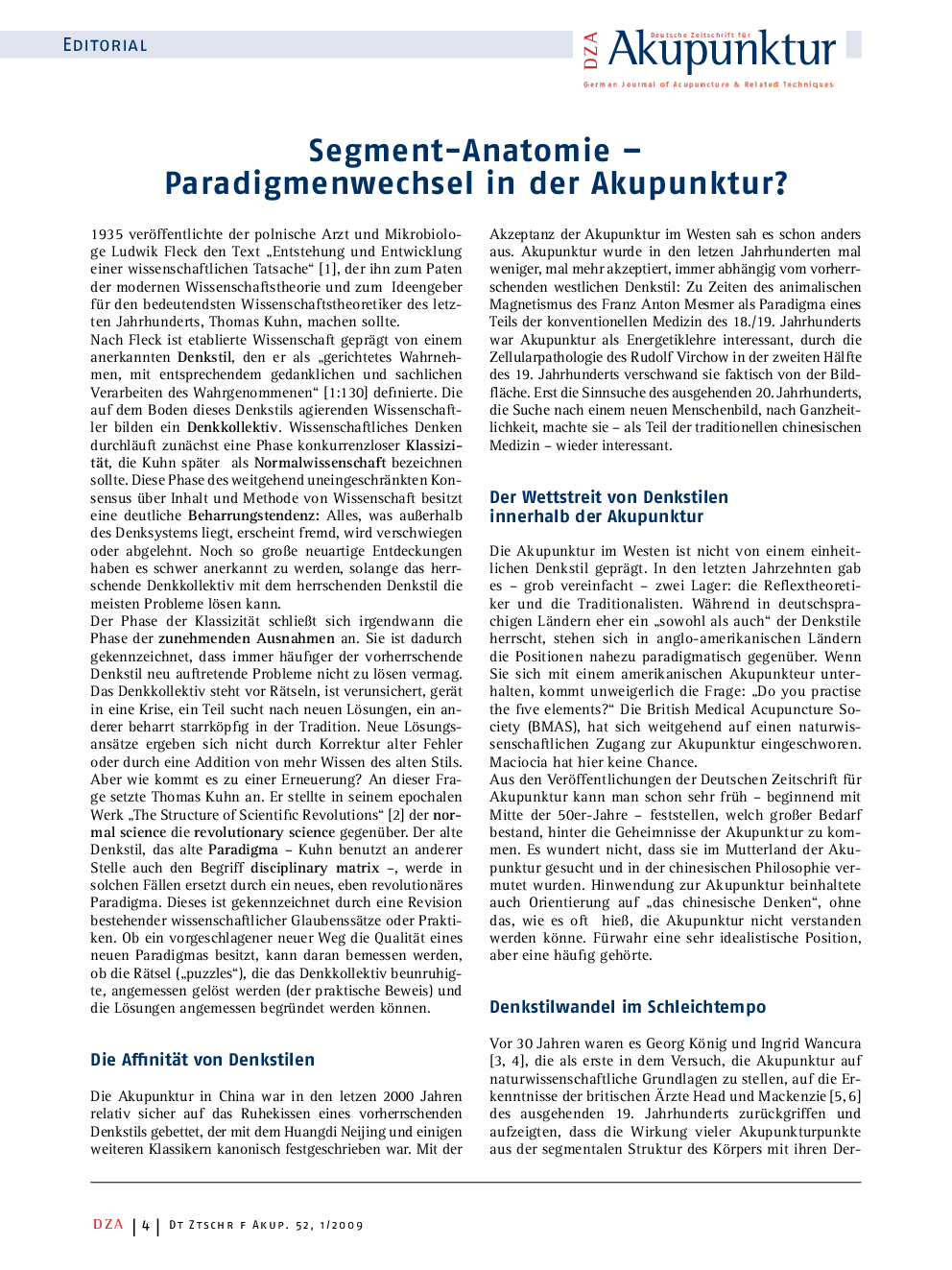 Segment-Anatomie - Paradigmenwechsel in der Akupunktur?