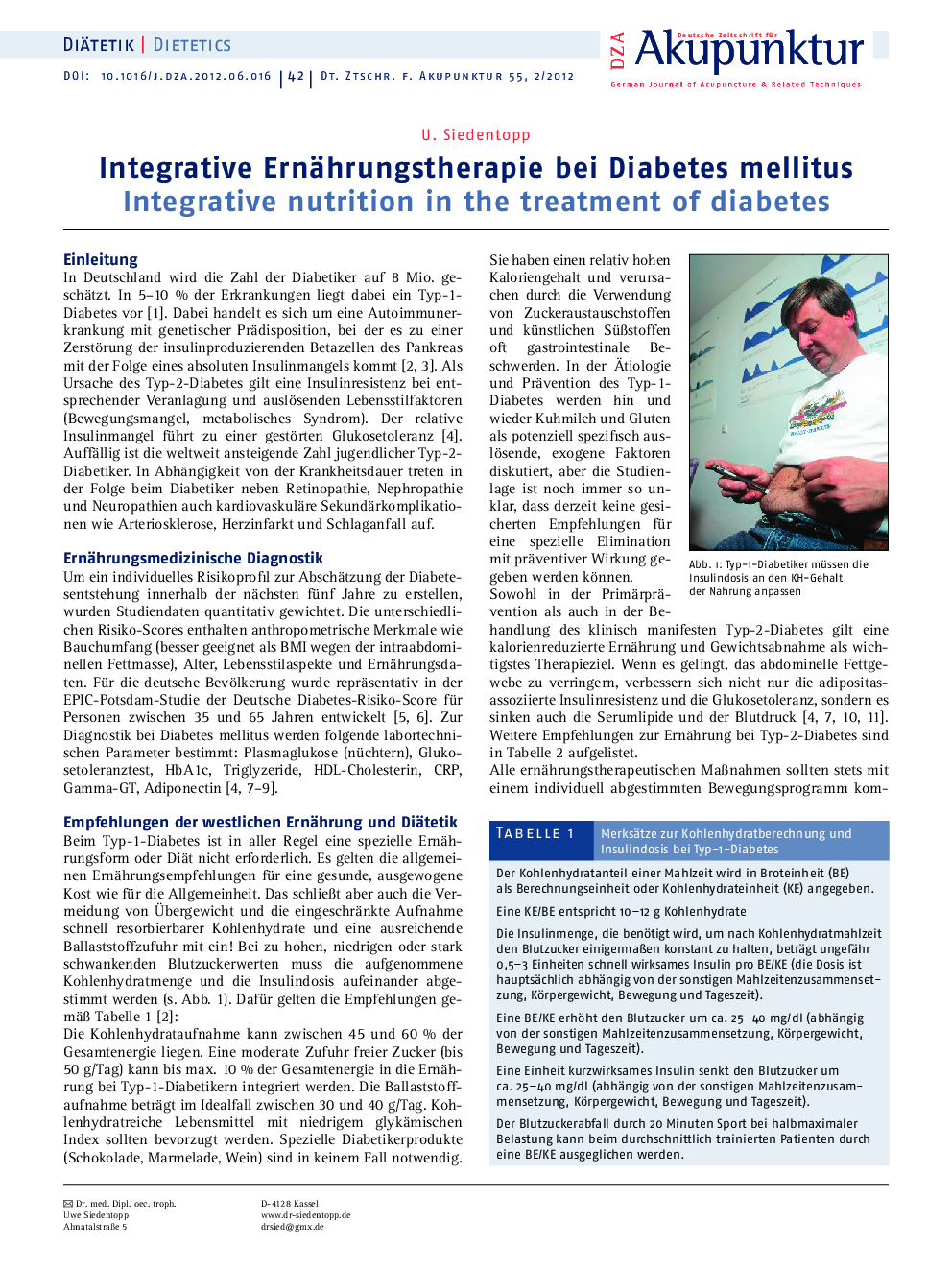 Integrative Ernährungstherapie bei Diabetes mellitus