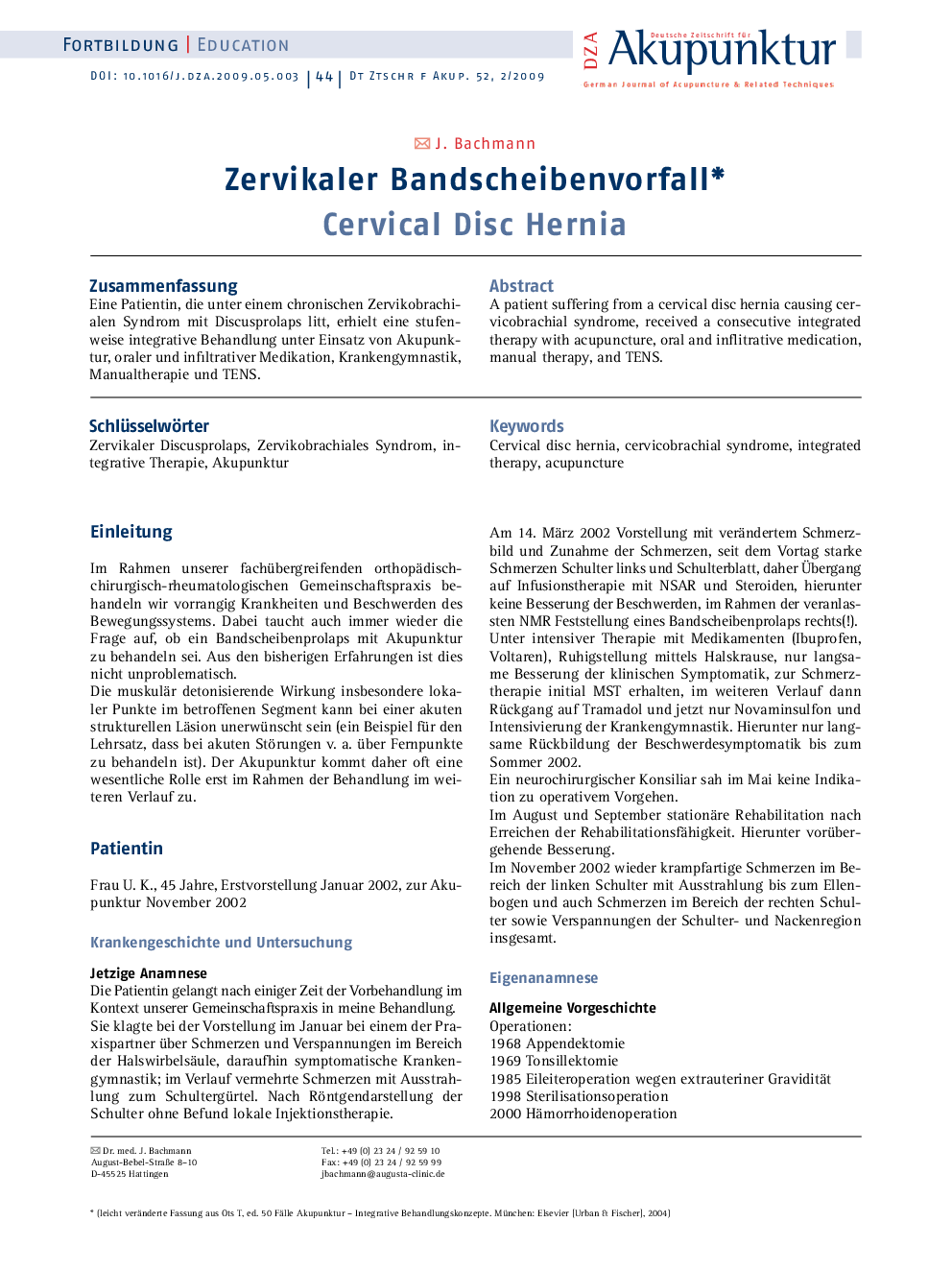 Zervikaler Bandscheibenvorfall∗