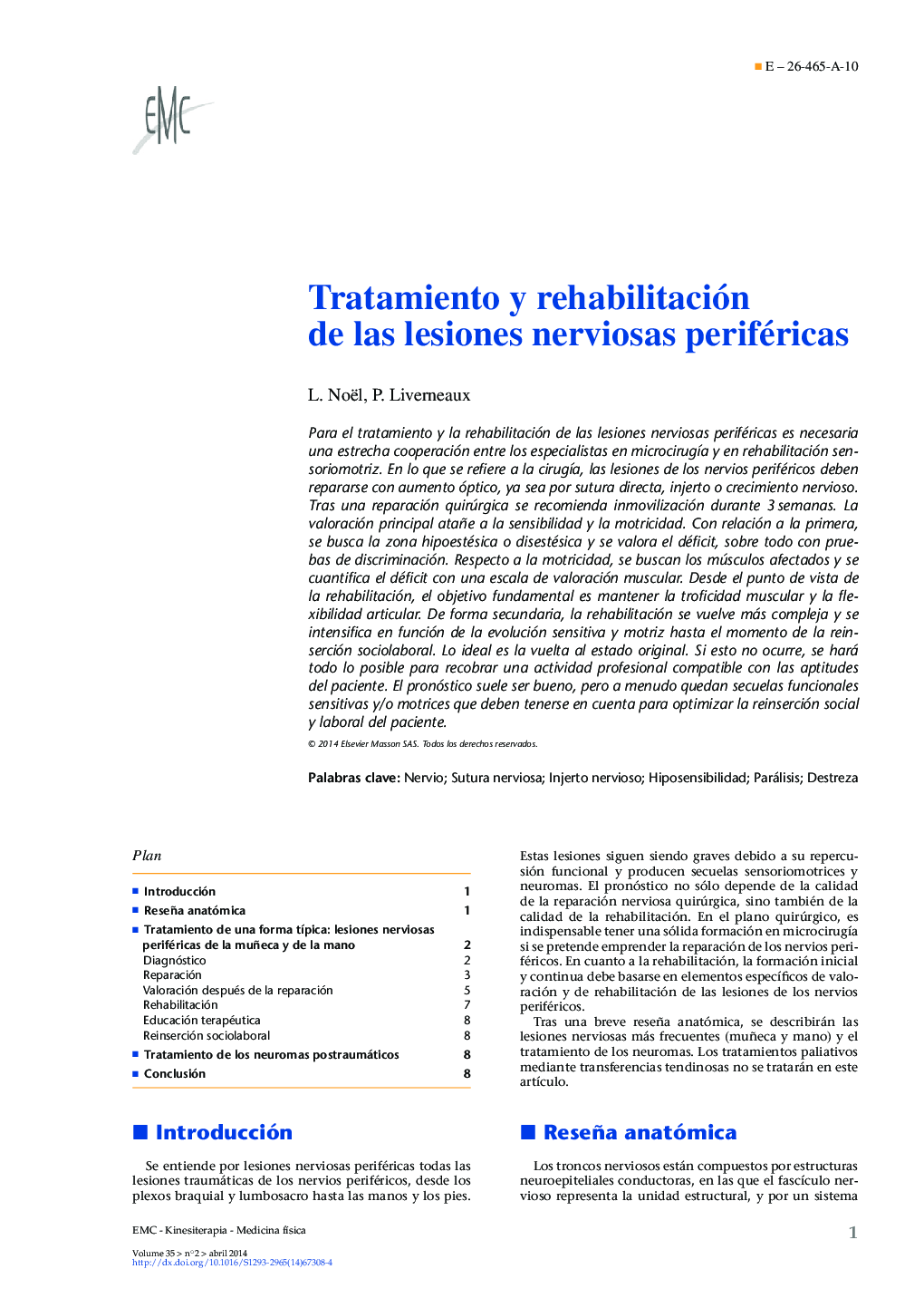 Tratamiento y rehabilitación de las lesiones nerviosas periféricas