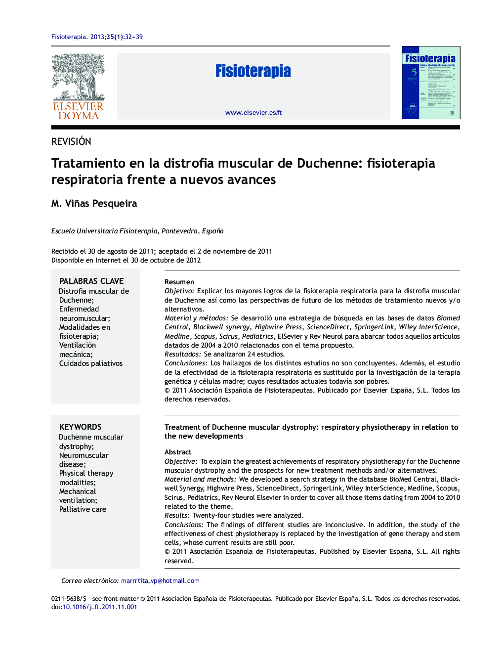 Tratamiento en la distrofia muscular de Duchenne: fisioterapia respiratoria frente a nuevos avances