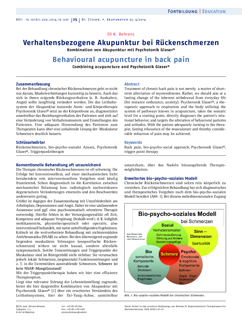 Verhaltensbezogene Akupunktur bei Rückenschmerzen