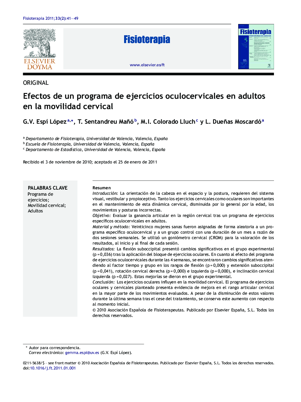 Efectos de un programa de ejercicios oculocervicales en adultos en la movilidad cervical