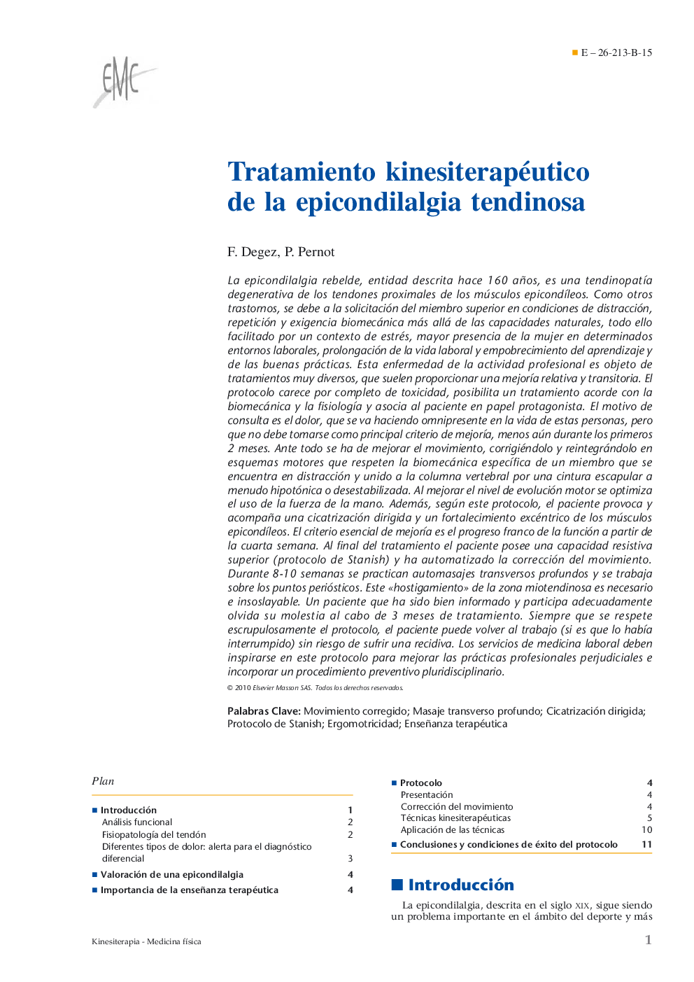 عکس صفحه اول مقاله: Tratamiento kinesiterapéutico de la epicondilalgia tendinosa Tratamiento kinesiterapéutico de la epicondilalgia tendinosa