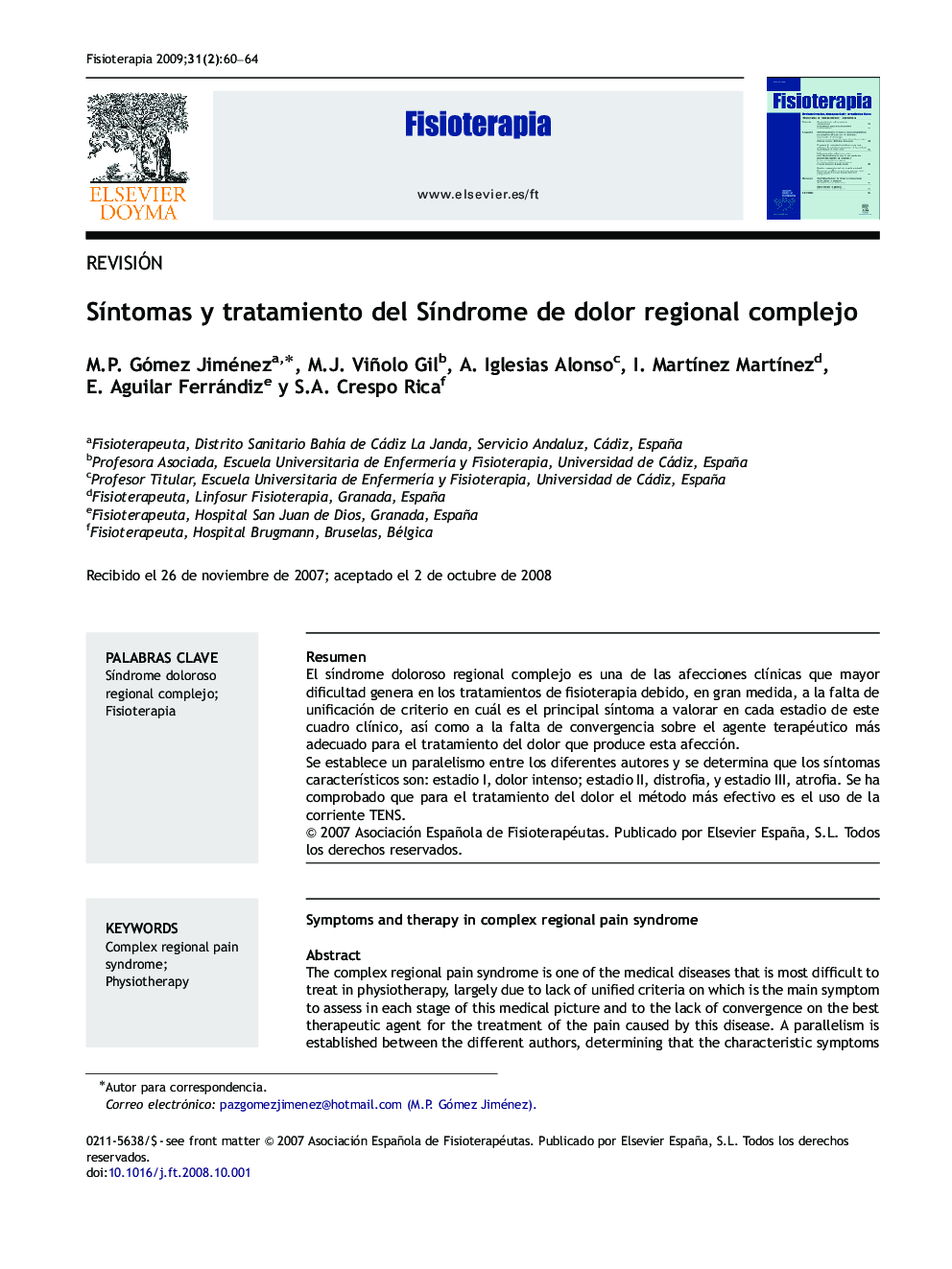 SÃ­ntomas y tratamiento del SÃ­ndrome de dolor regional complejo