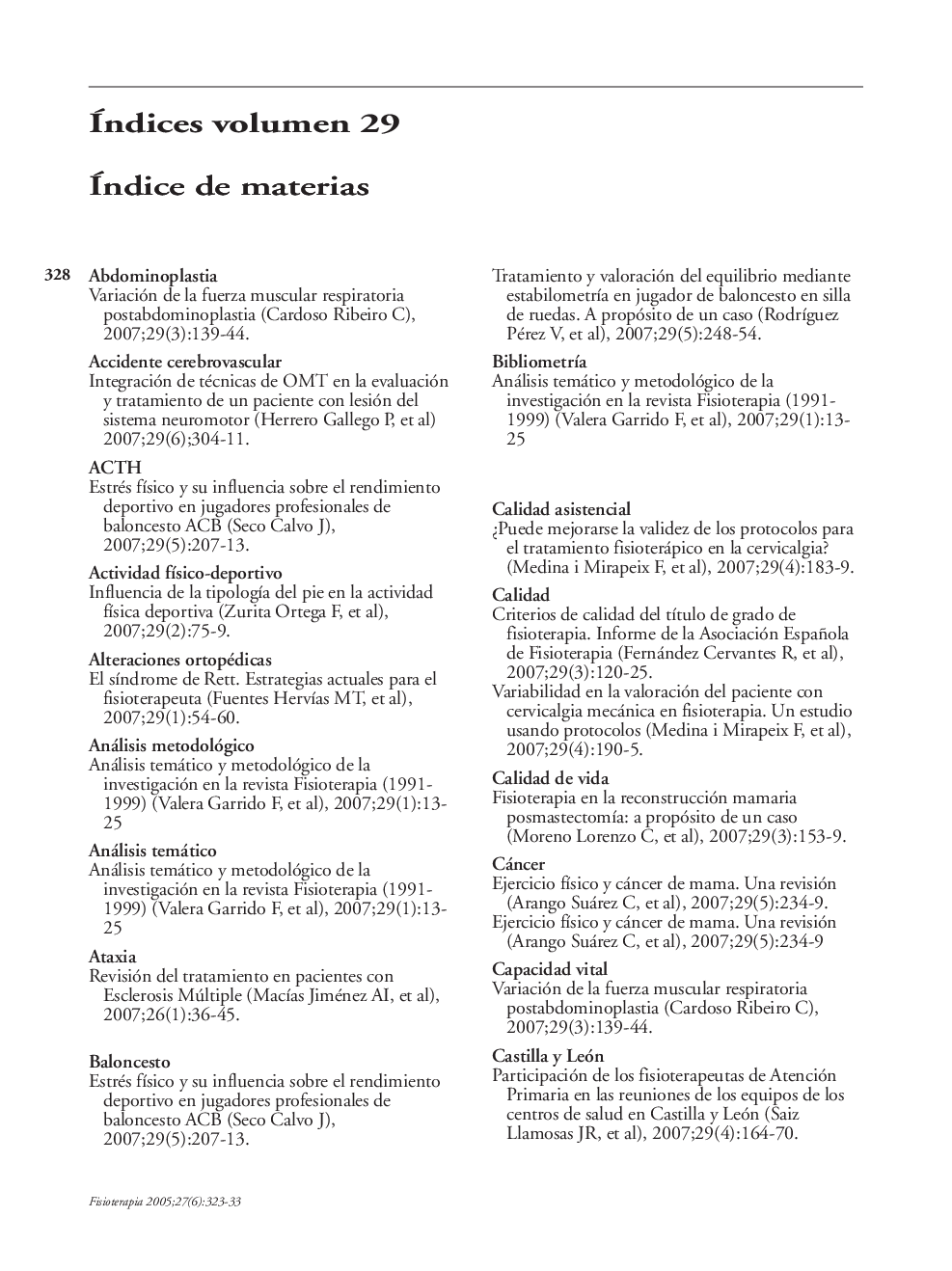 Índice de materias