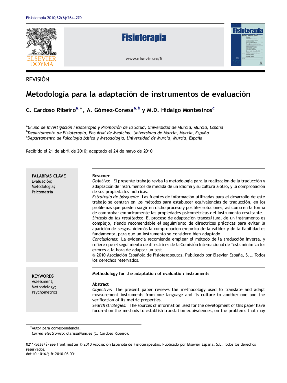 MetodologÃ­a para la adaptación de instrumentos de evaluación