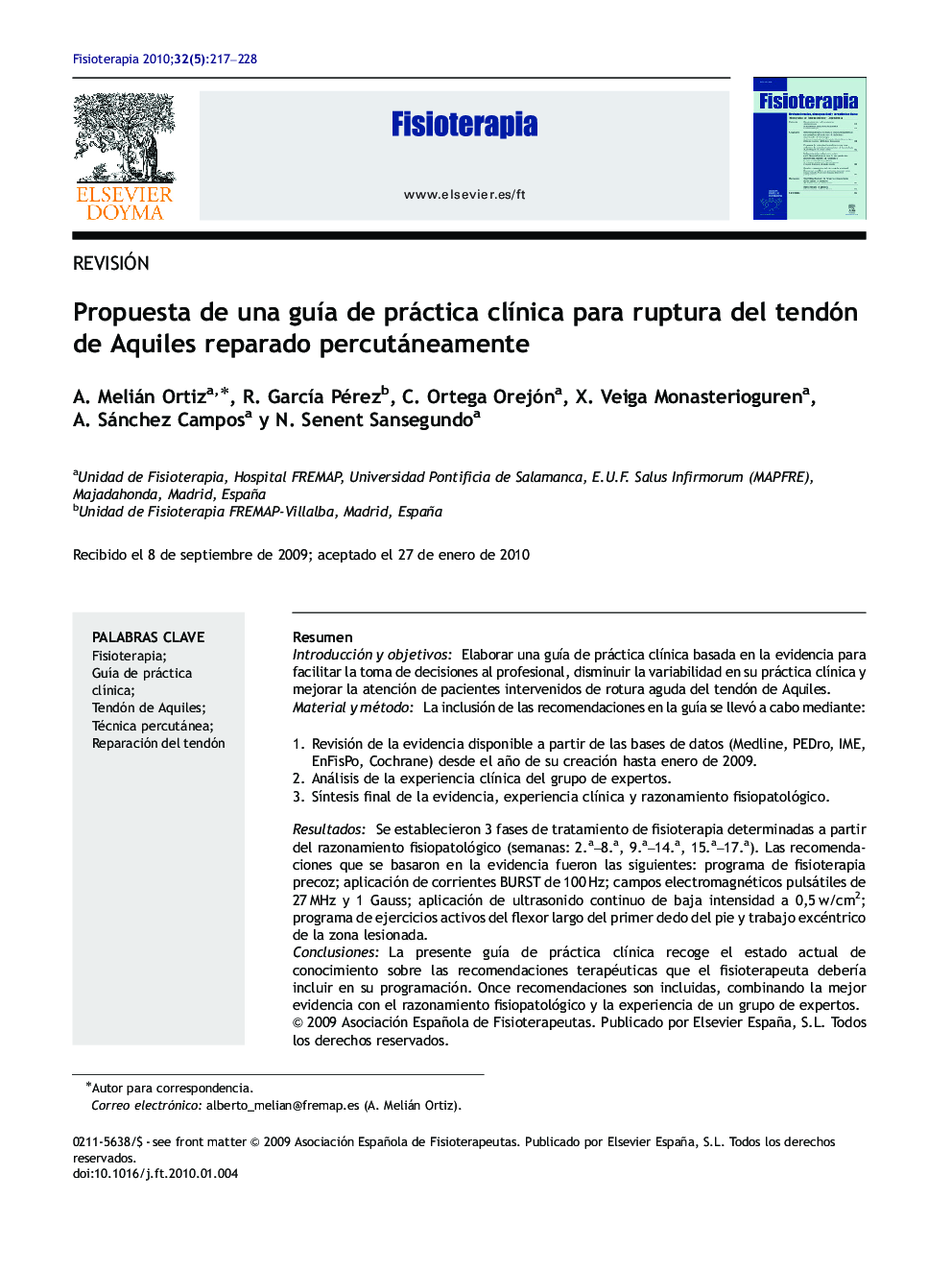 Propuesta de una guÃ­a de práctica clÃ­nica para ruptura del tendón de Aquiles reparado percutáneamente