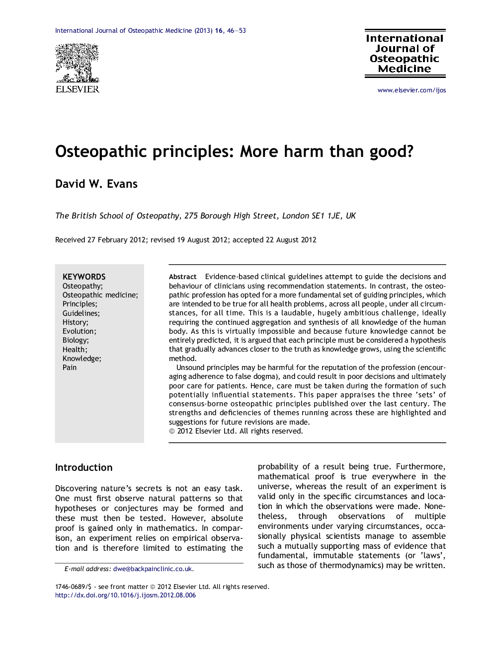 Osteopathic principles: More harm than good?