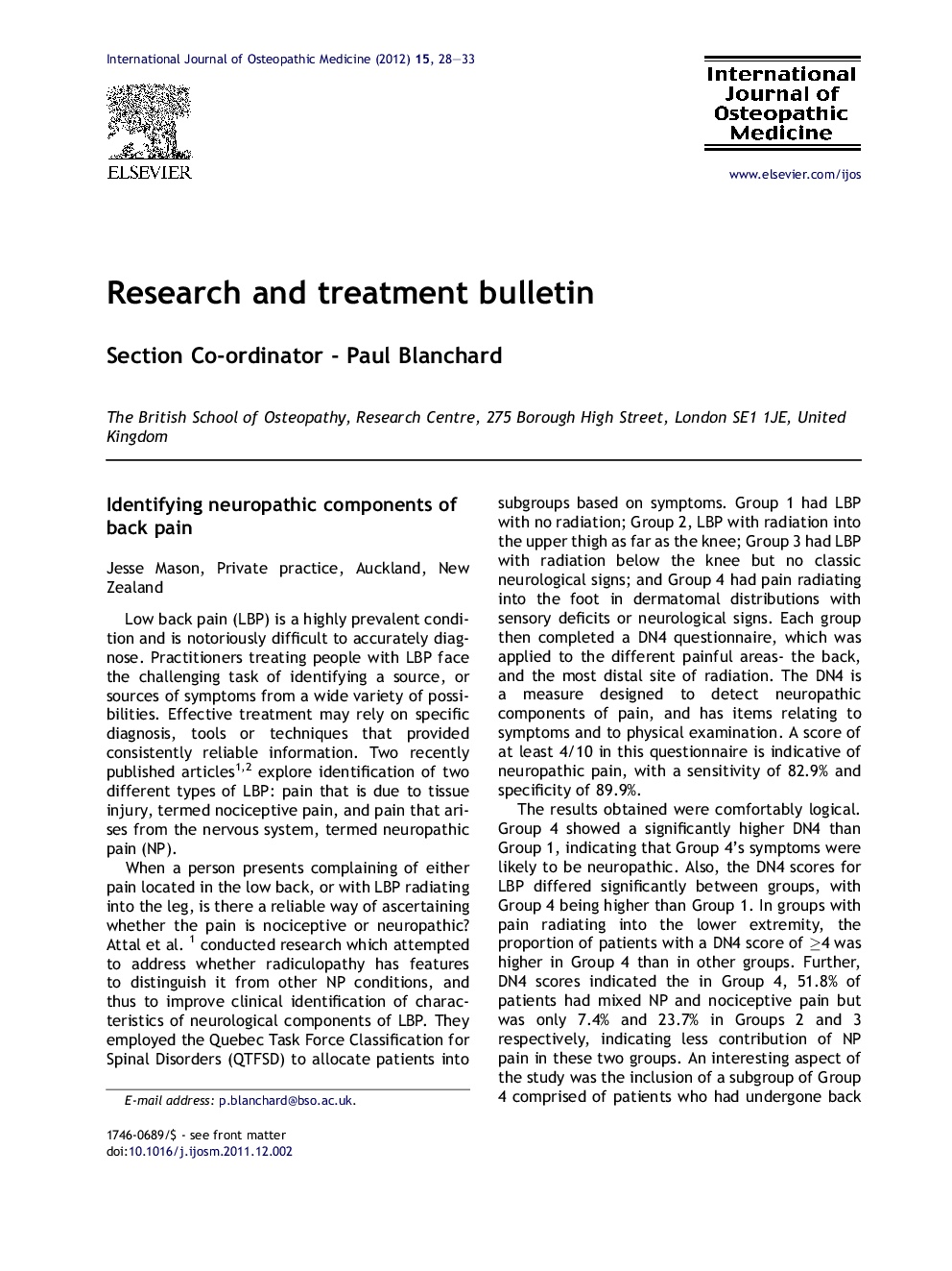 Research and treatment bulletin