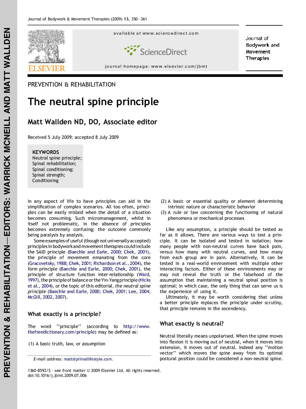 The neutral spine principle