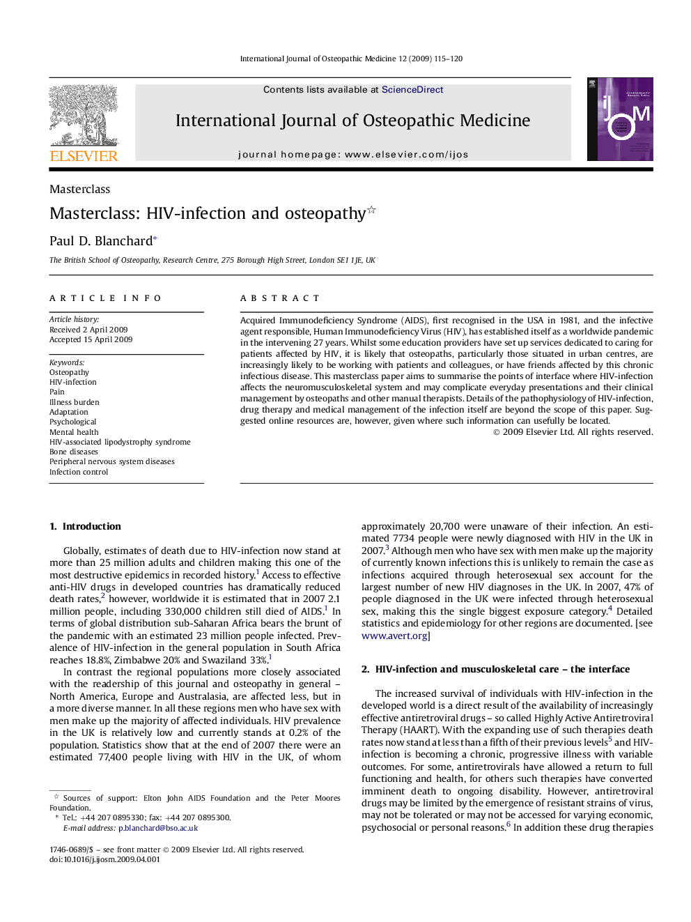 Masterclass: HIV-infection and osteopathy 