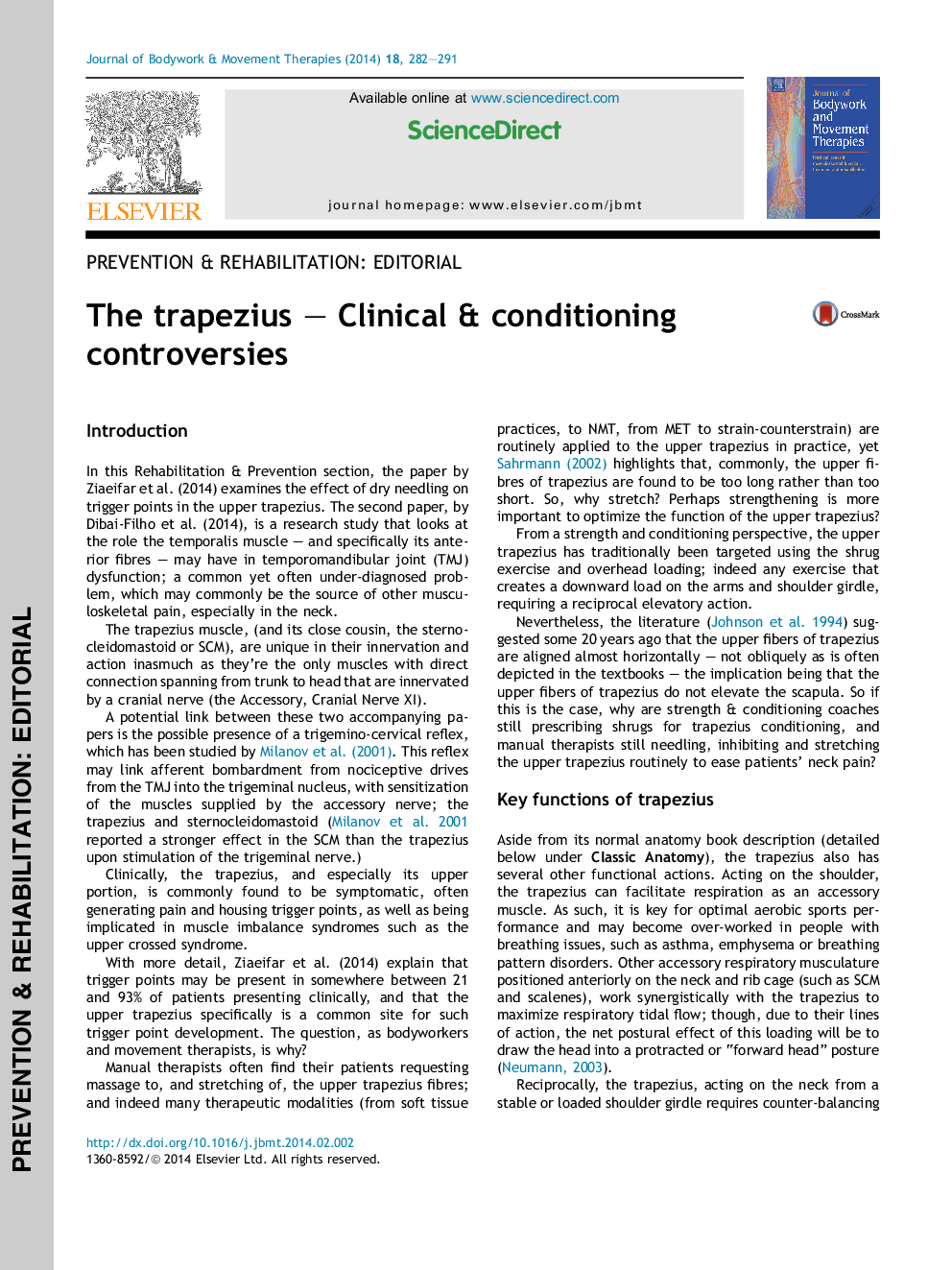 The trapezius - Clinical & conditioning controversies