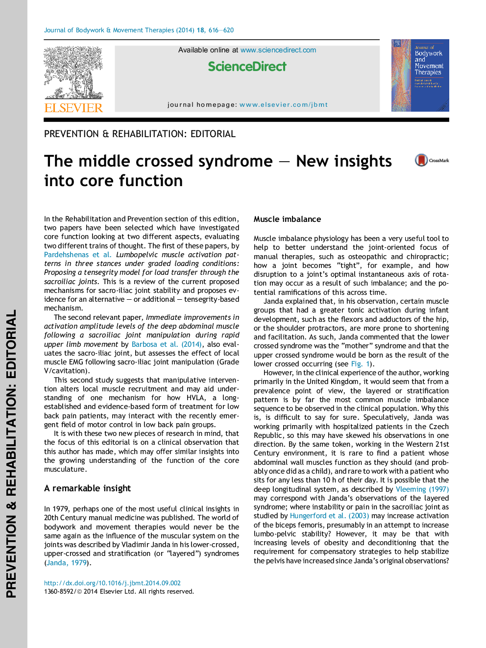 The middle crossed syndrome - New insights into core function