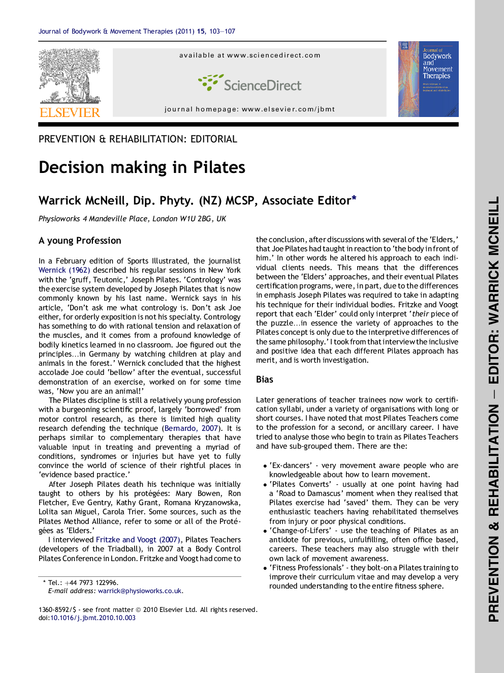 Decision making in Pilates