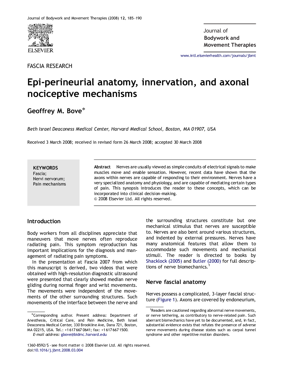 Epi-perineurial anatomy, innervation, and axonal nociceptive mechanisms