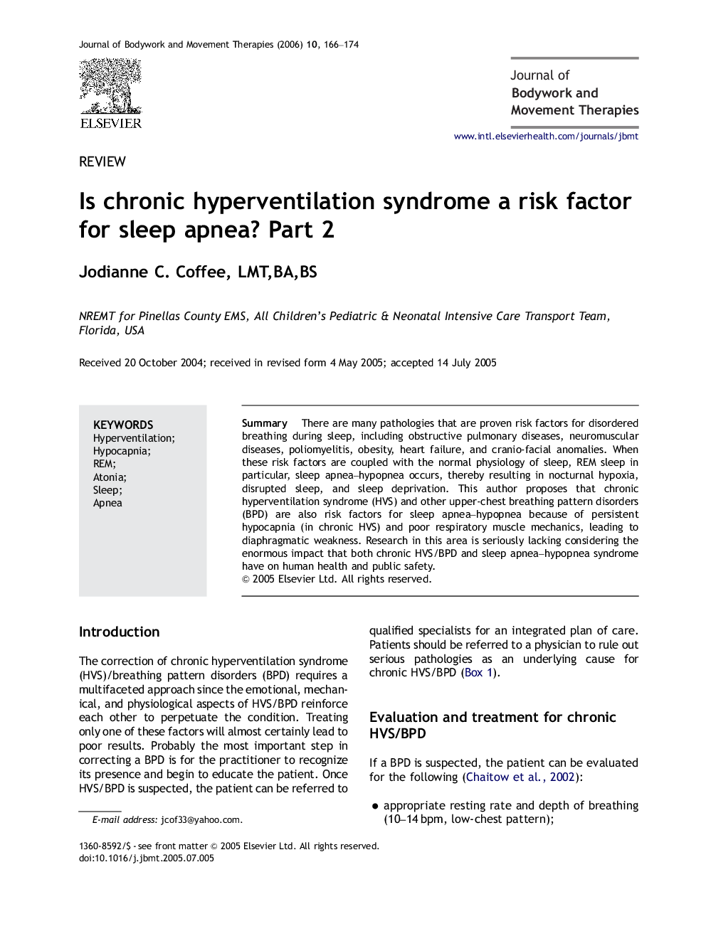 Is chronic hyperventilation syndrome a risk factor for sleep apnea? Part 2