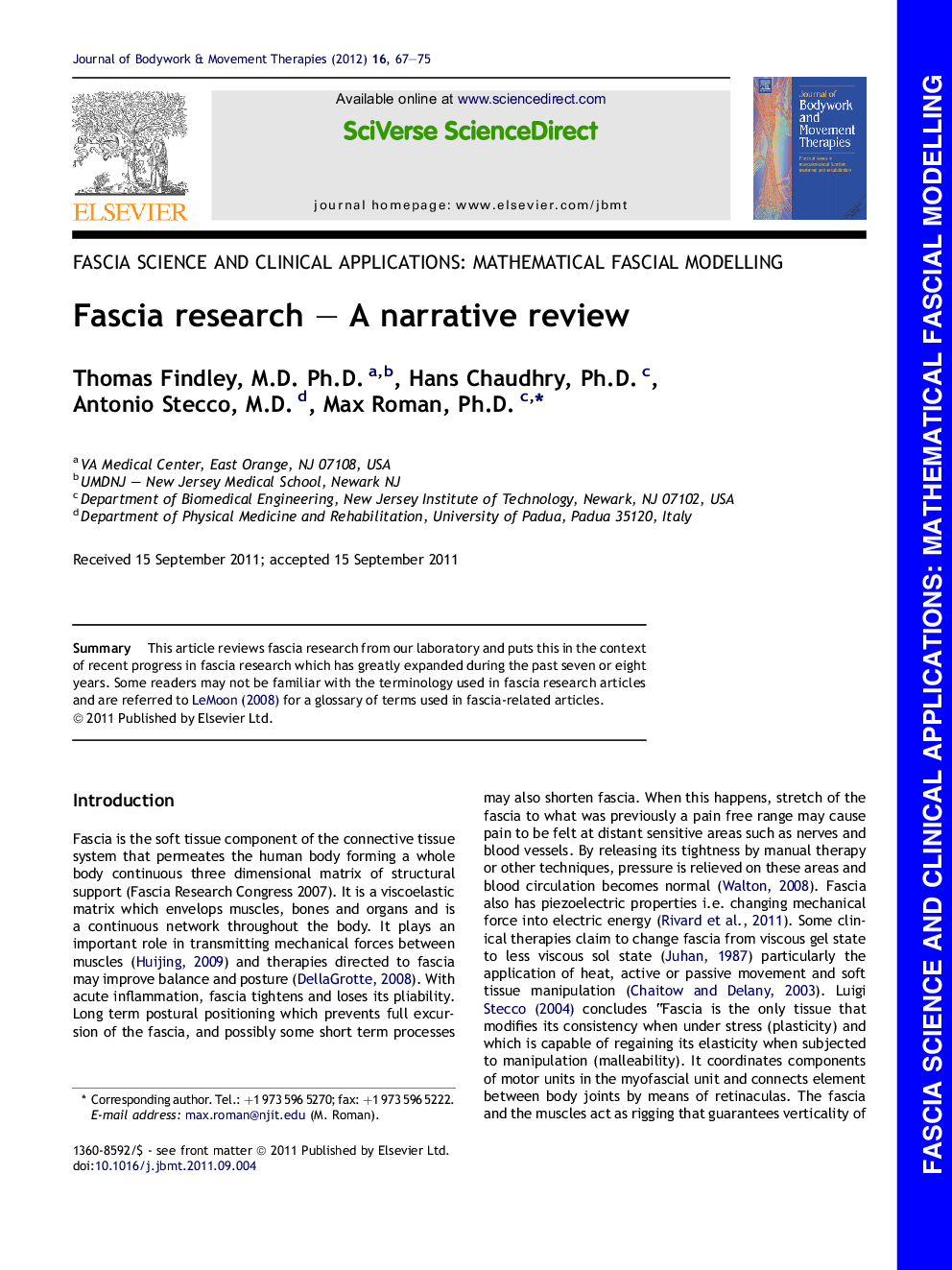 Fascia research – A narrative review