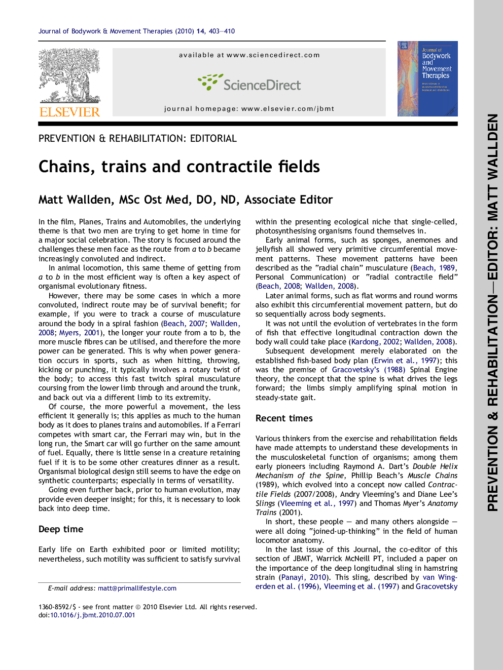 Chains, trains and contractile fields