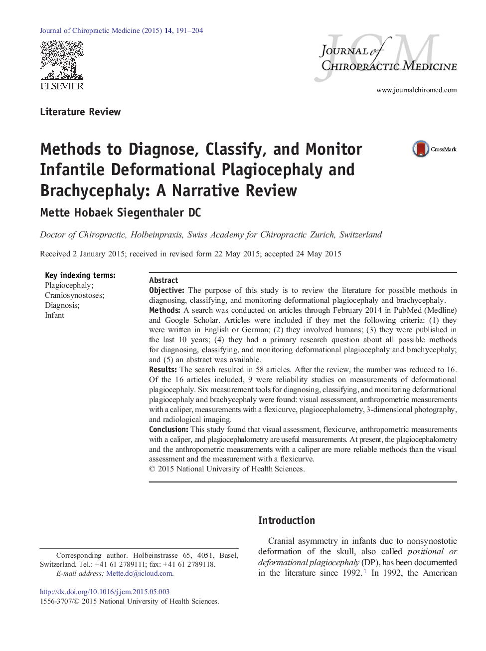 Methods to Diagnose, Classify, and Monitor Infantile Deformational Plagiocephaly and Brachycephaly: A Narrative Review