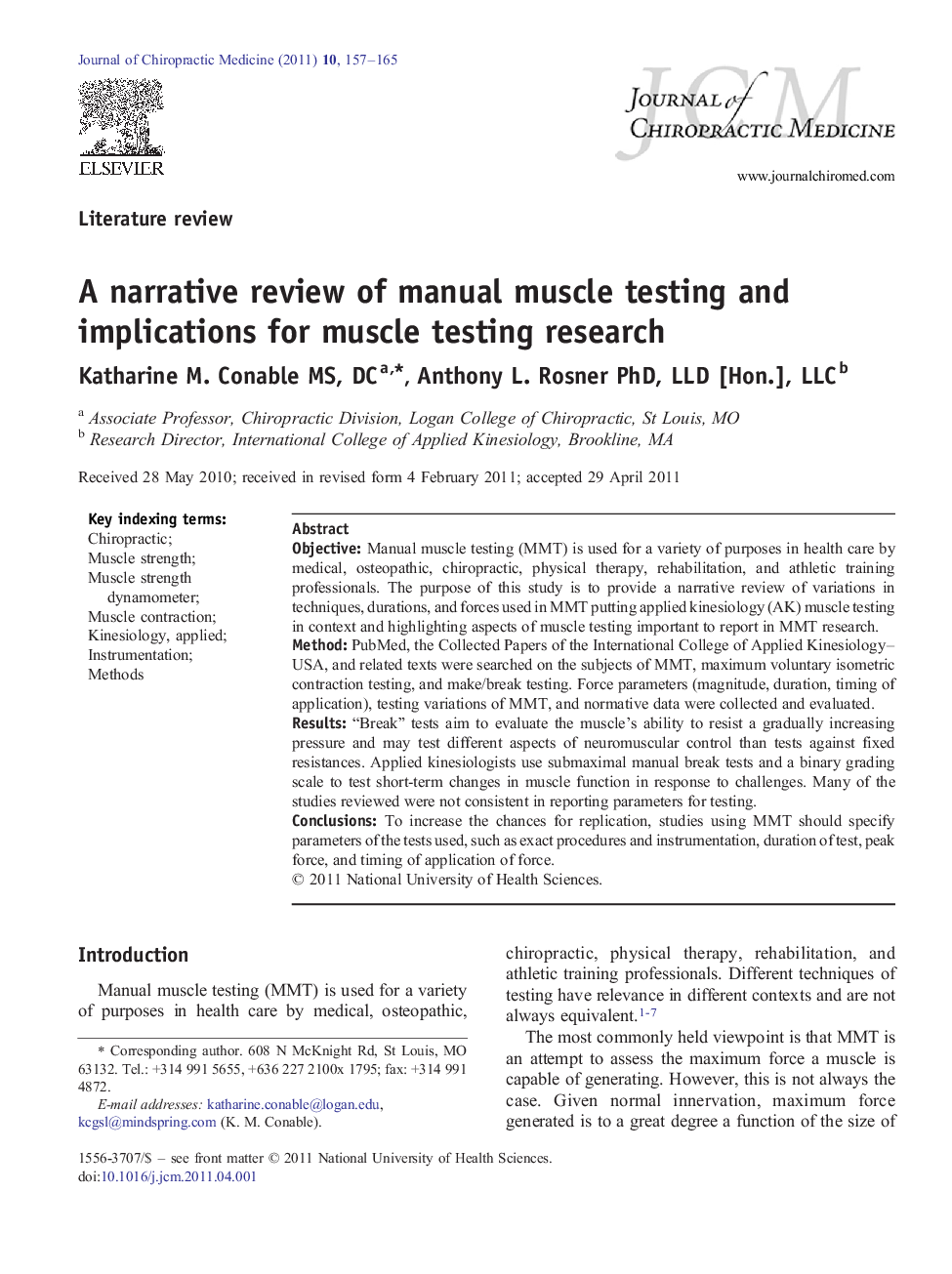 A narrative review of manual muscle testing and implications for muscle testing research