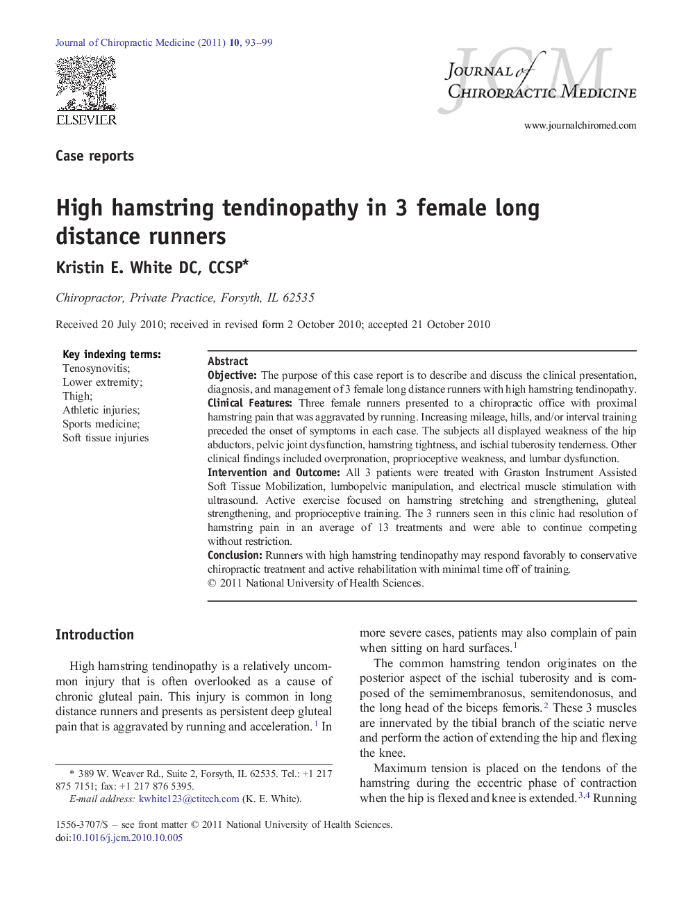 High hamstring tendinopathy in 3 female long distance runners