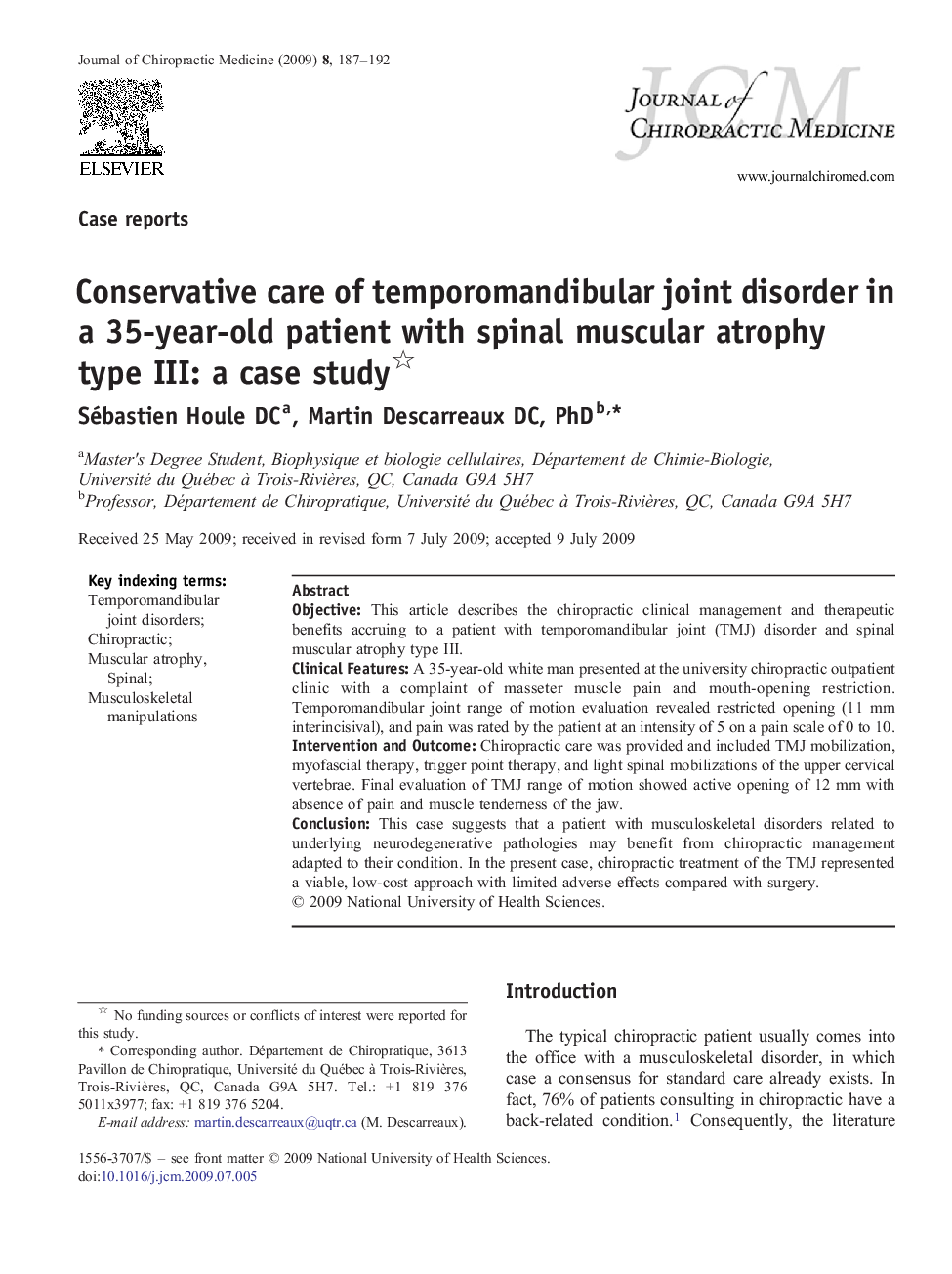 Conservative care of temporomandibular joint disorder in a 35-year-old patient with spinal muscular atrophy type III: a case study 