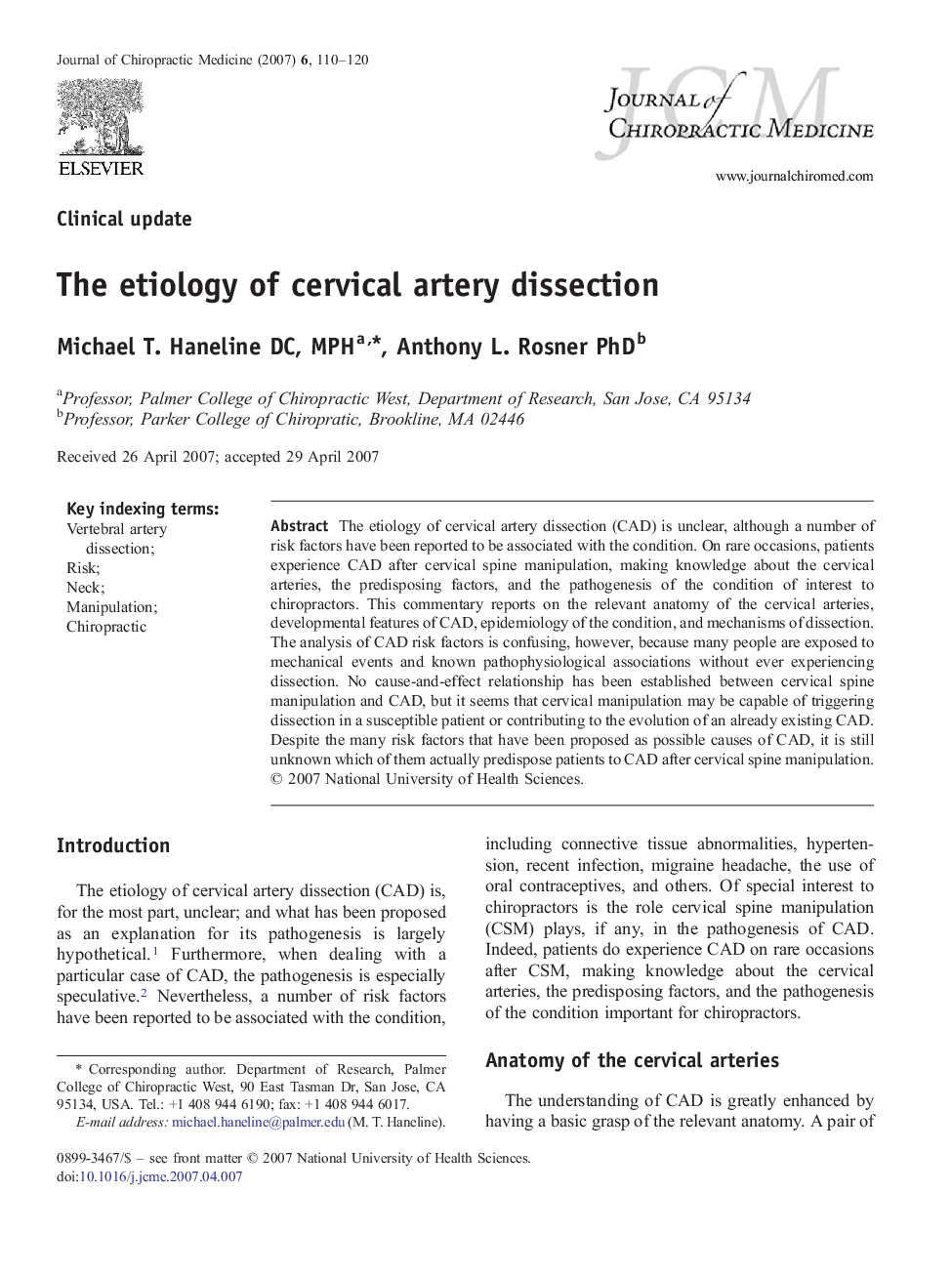 The etiology of cervical artery dissection