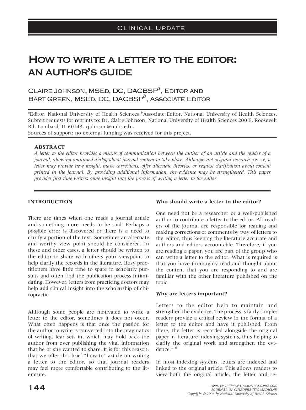 How to write a letter to the editor: an author's guide 