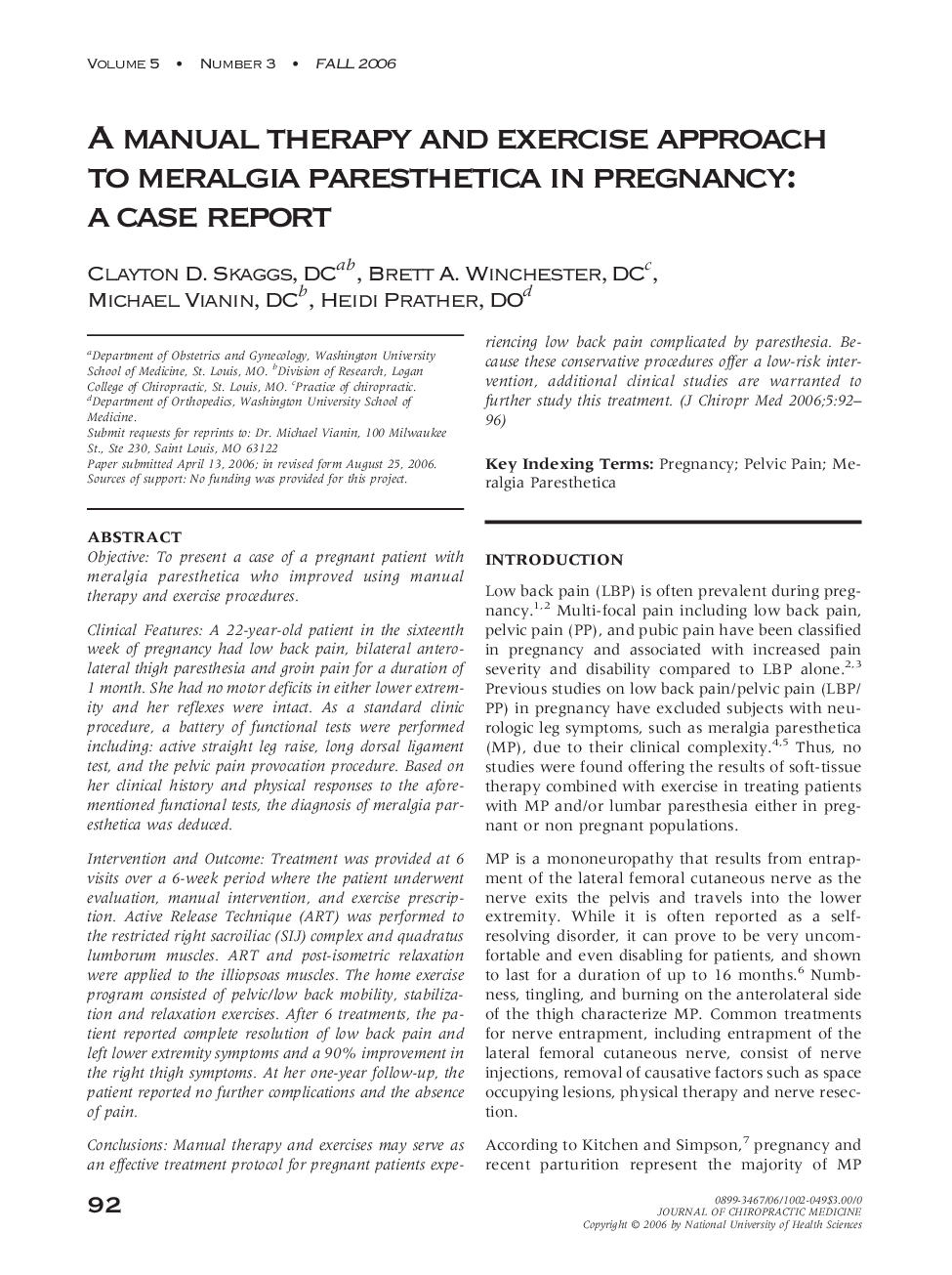 A manual therapy and exercise approach to meralgia paresthetica in pregnancy: a case report 