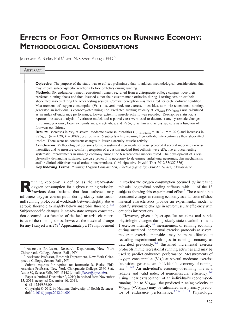 Effects of Foot Orthotics on Running Economy: Methodological Considerations