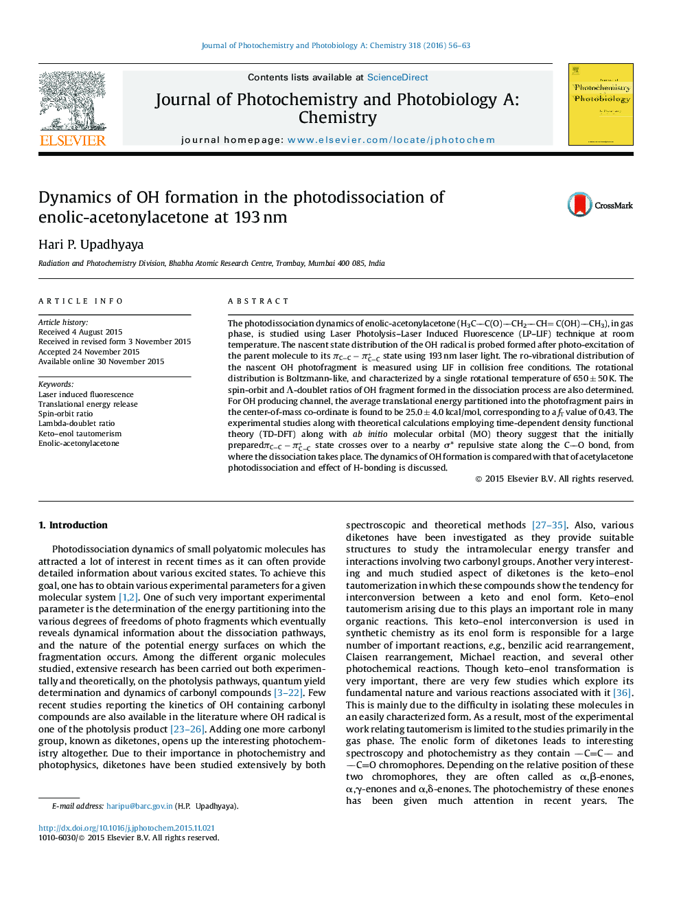 Dynamics of OH formation in the photodissociation of enolic-acetonylacetone at 193 nm