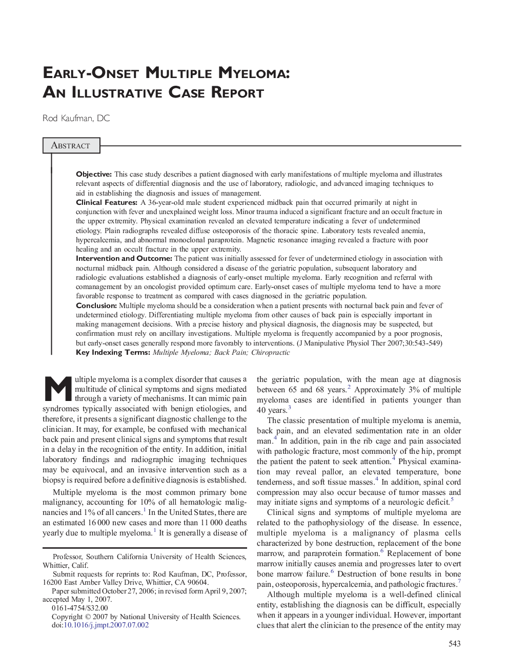 Early-Onset Multiple Myeloma: An Illustrative Case Report