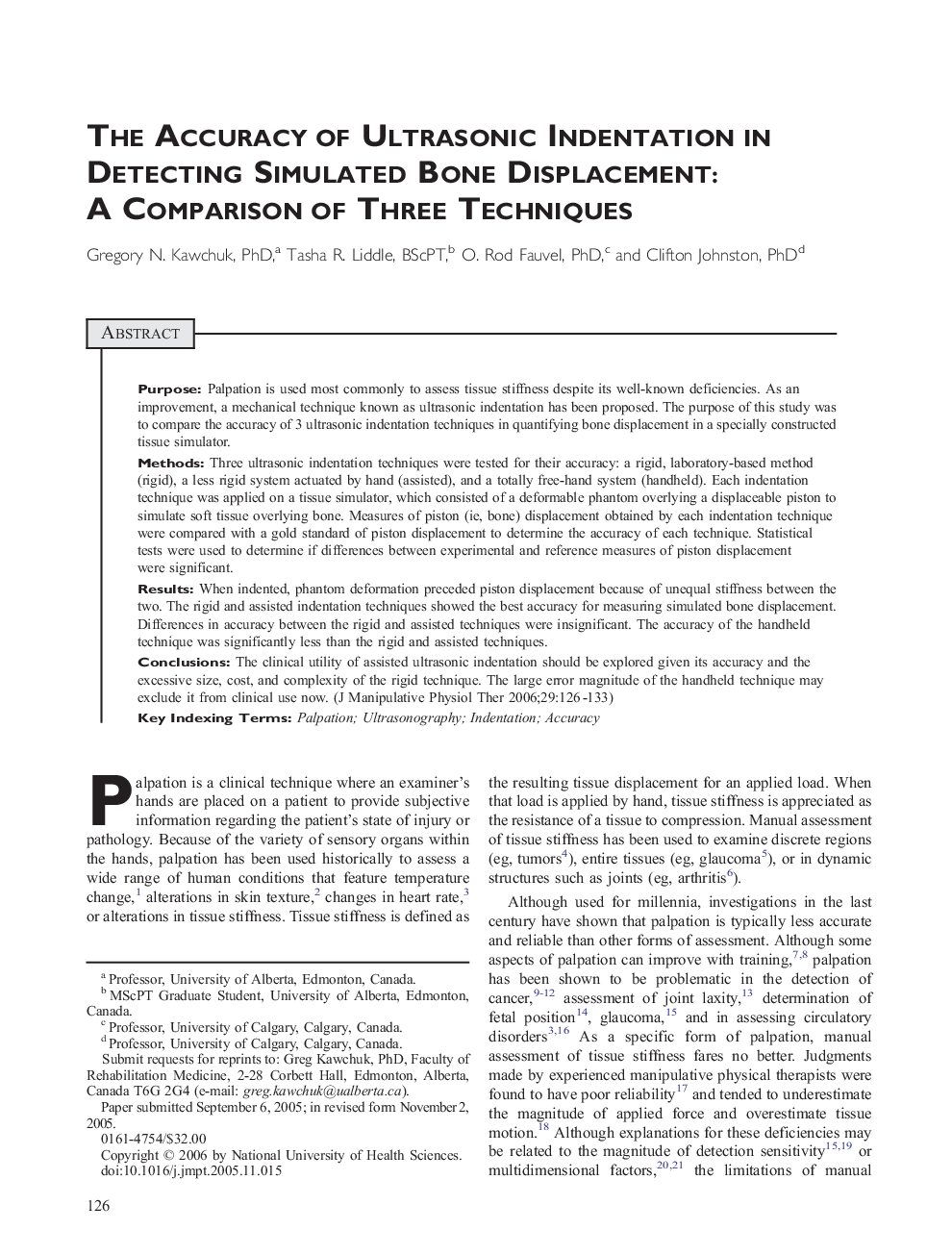 The Accuracy of Ultrasonic Indentation in Detecting Simulated Bone Displacement: A Comparison of Three Techniques