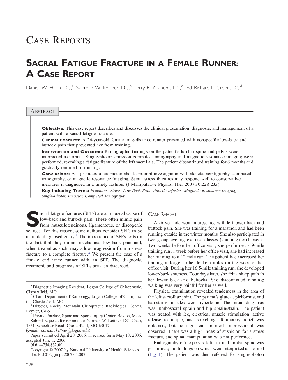 Sacral Fatigue Fracture in a Female Runner: A Case Report