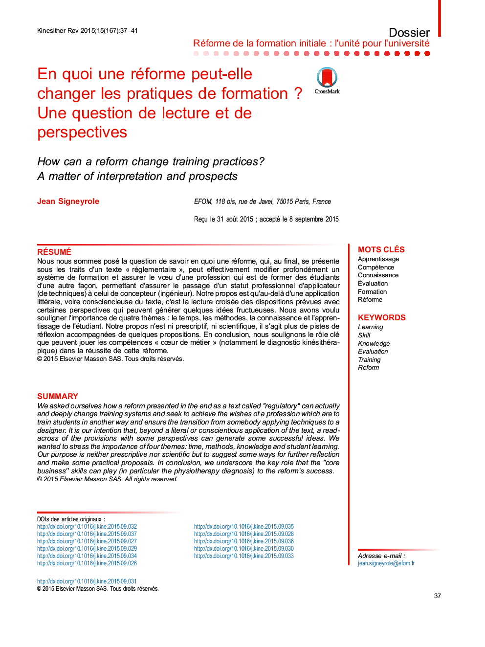 En quoi une réforme peut-elle changer les pratiques de formation ? Une question de lecture et de perspectives