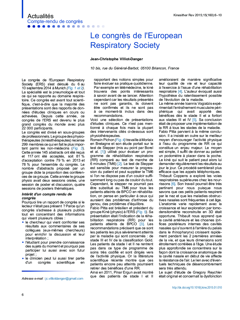 Le congrÃ¨s de l'European Respiratory Society