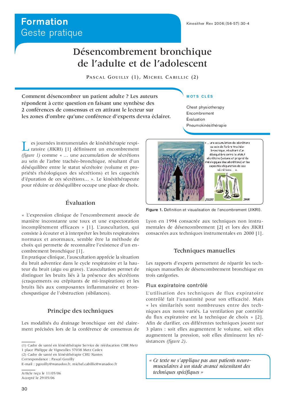 Désencombrement bronchique de l’adulte et de l’adolescent