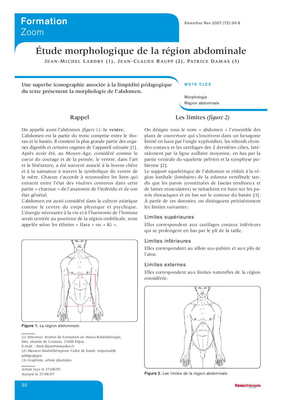 Étude morphologique de la région abdominale