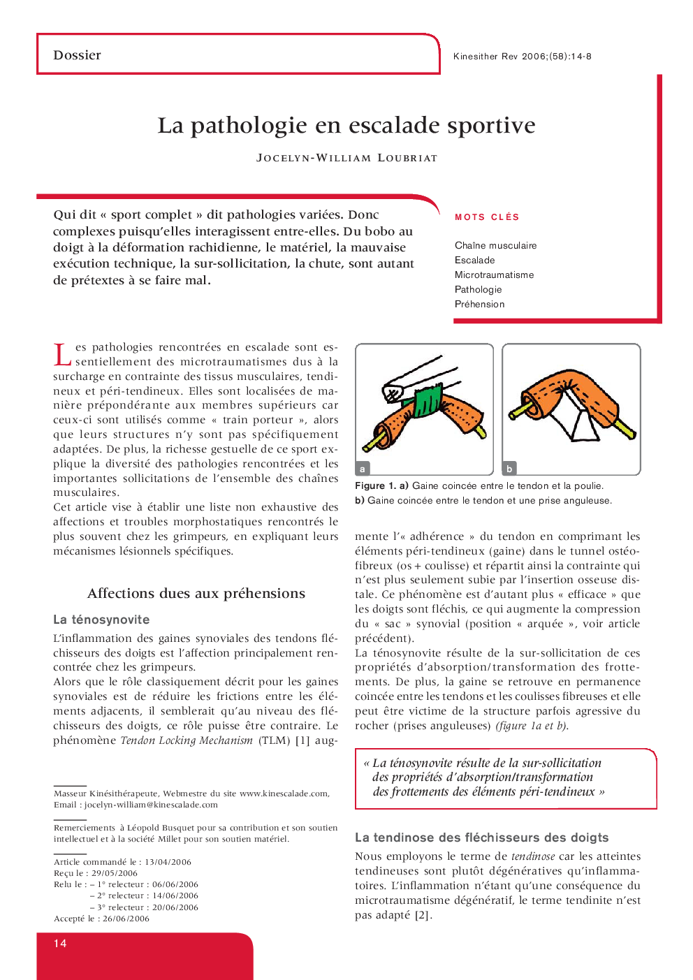 La pathologie en escalade sportive 