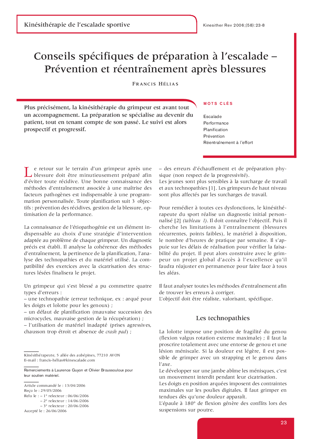 Conseils spécifiques de préparation à l’escalade – Prévention et réentraînement après blessures 