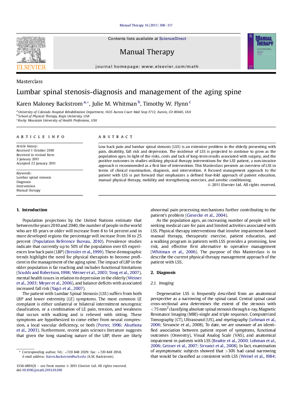 Lumbar spinal stenosis-diagnosis and management of the aging spine