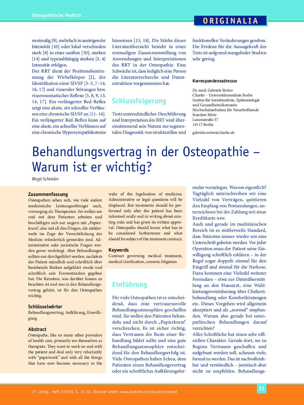 Behandlungsvertrag in der Osteopathie – Warum ist er wichtig?