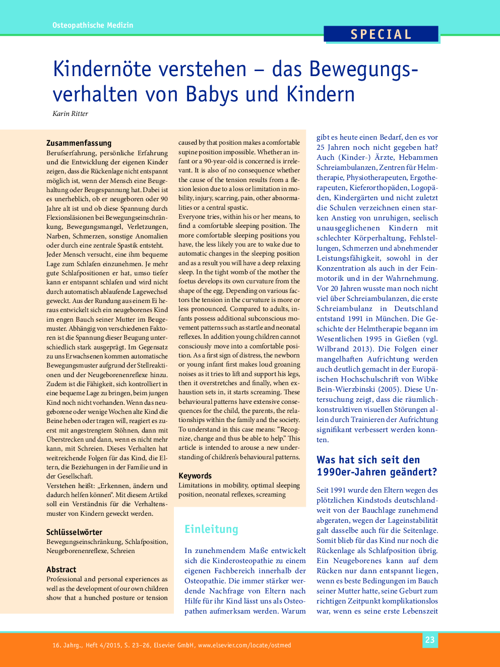 Kindernöte verstehen – das Bewegungsverhalten von Babys und Kindern