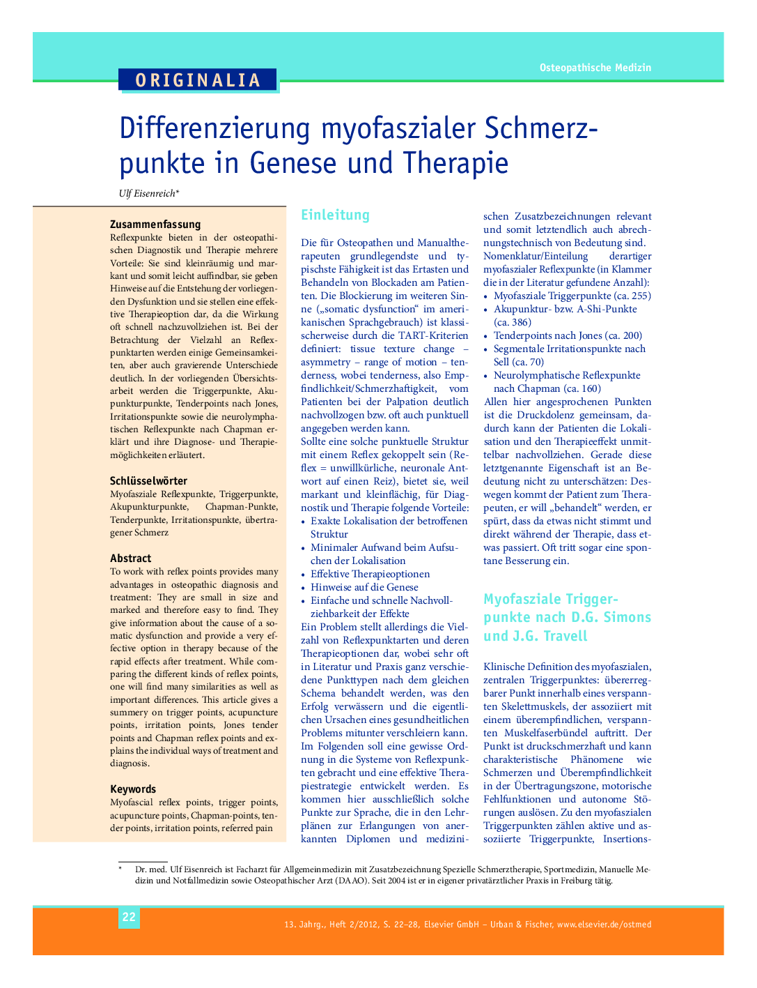 Differenzierung myofaszialer Schmerzpunkte in Genese und Therapie