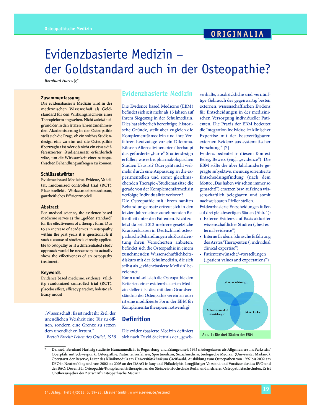 Evidenzbasierte Medizin – der Goldstandard auch in der Osteopathie?