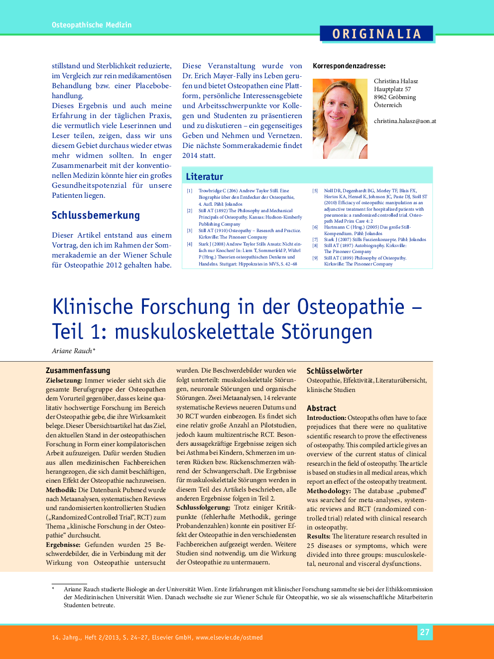 Klinische Forschung in der Osteopathie – Teil 1: muskuloskelettale Störungen